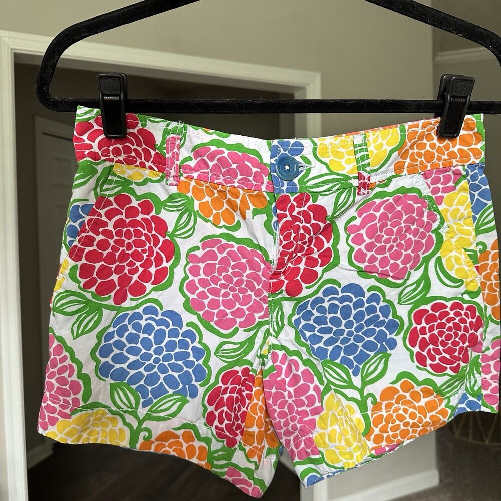 Lilly Pulitzer Shorts Womens 0 Callahan Minnie Zinny Print Cotton Floral Bright